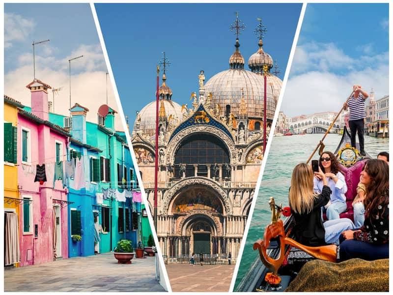Doge’s Palace & St.Mark’s Basilica: Guided Tour + Burano & Murano Tour + Gondola